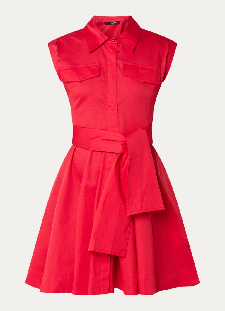 French Connection Dames Alexis mini blousejurk met strikceintuur in de kleur Rood