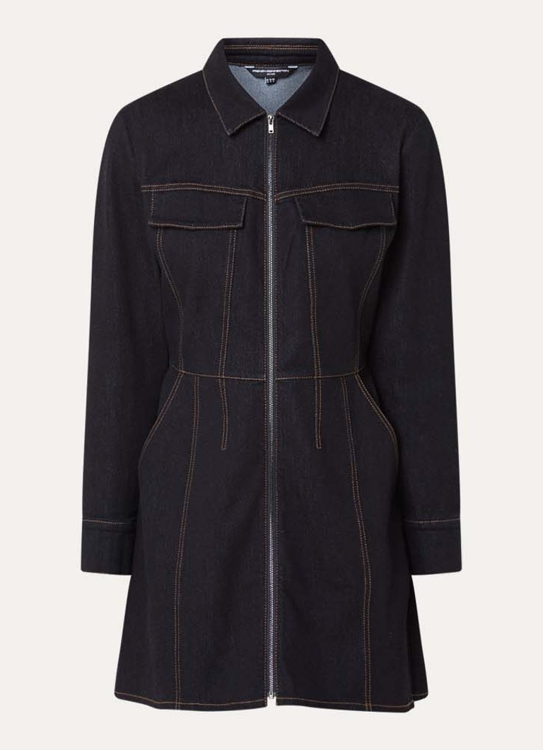 French Connection Dames Yami mini denim jurk met steekzakken in de kleur Donkerblauw