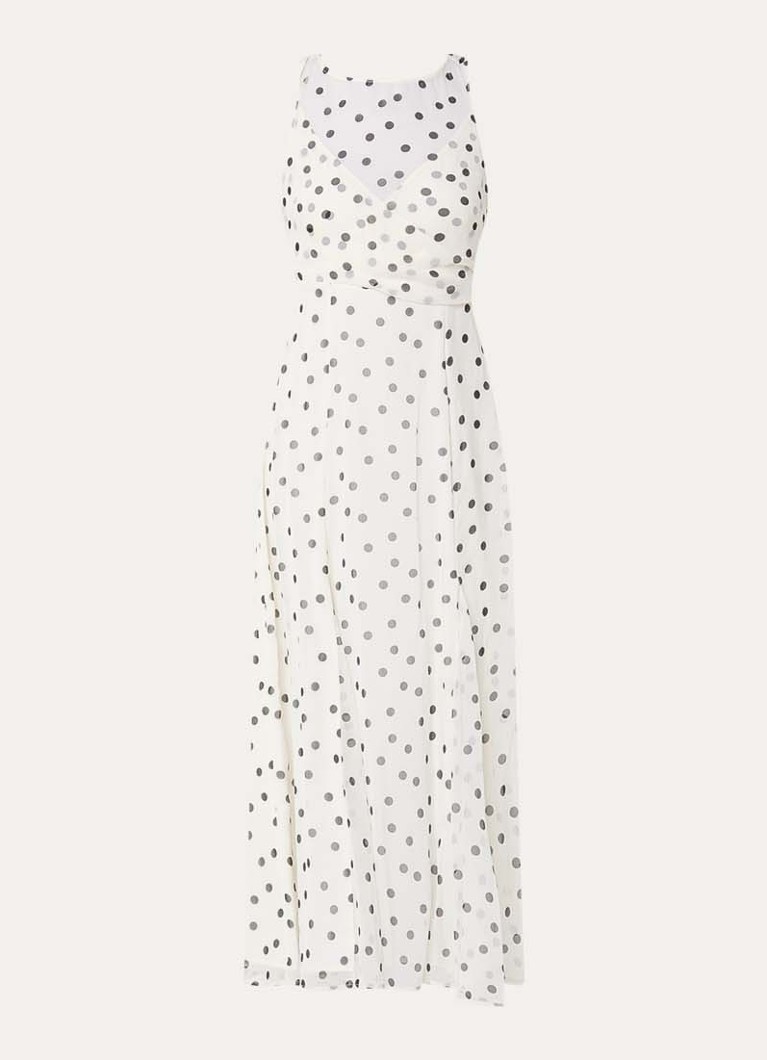 French Connection Dames Emina midi jurk van chiffon met stippenprint in de kleur Gebroken wit