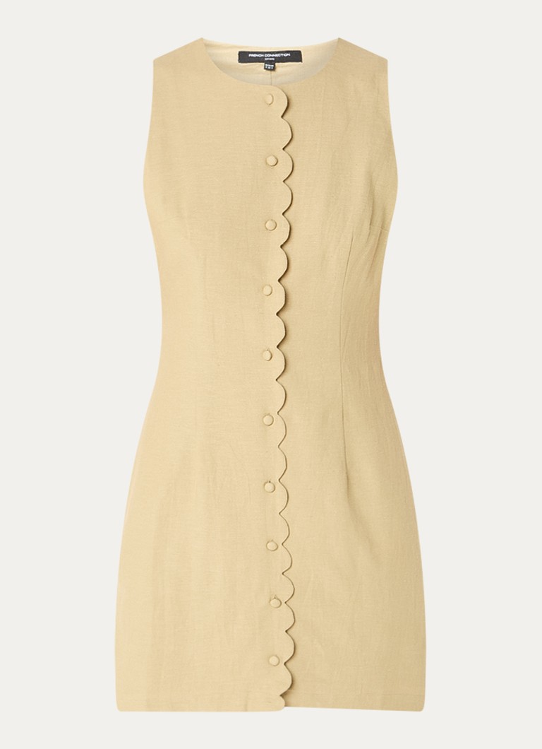 French Connection Dames Calissa mini blousejurk in linnenblend in de kleur Lichtgroen