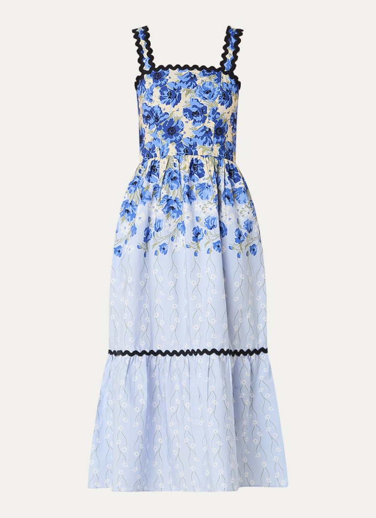 French Connection Dames Ivy Cambria midi jurk met bloemenprint in de kleur Kobaltblauw