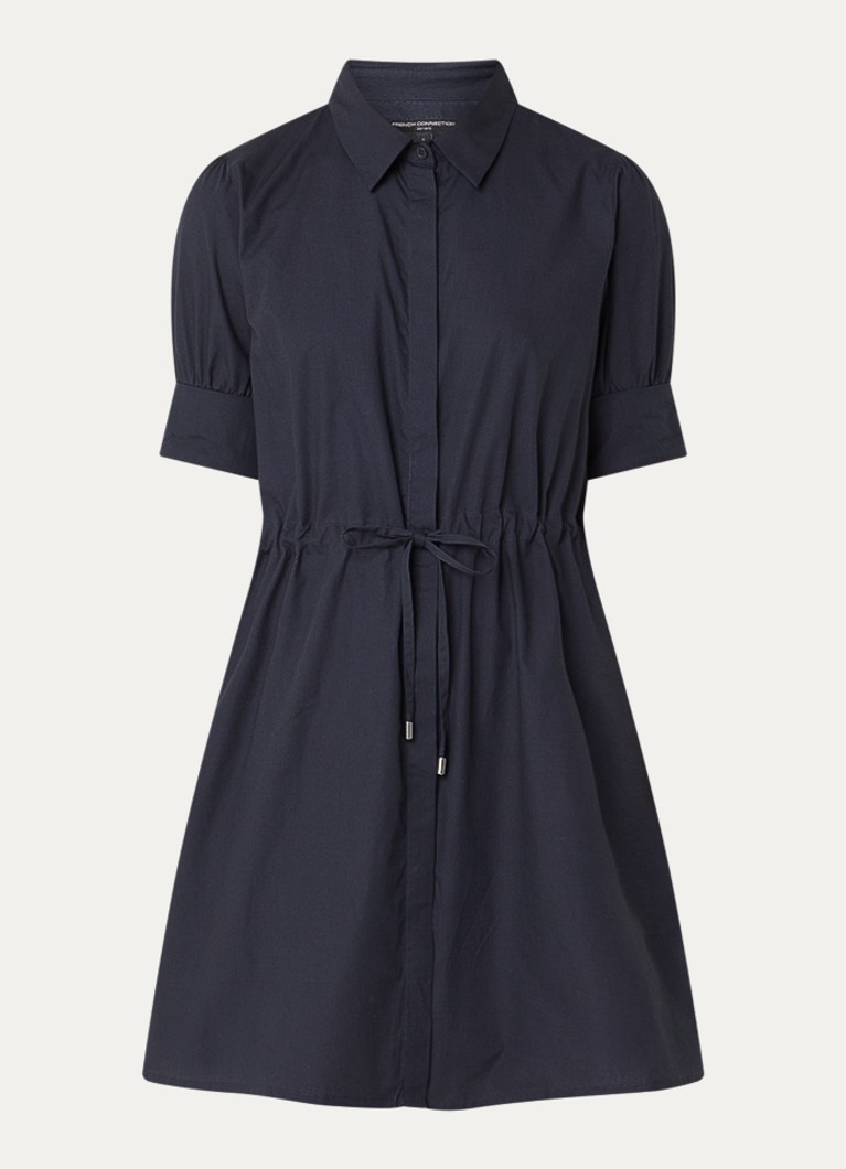 French Connection Dames Cambria mini blousejurk met strikceintuur in de kleur Donkerblauw