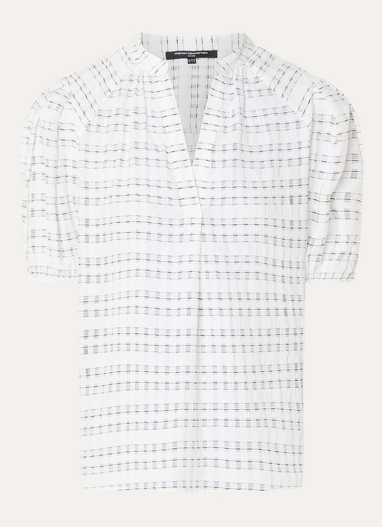 French Connection Dames Imme Shadow tuniek met ruitdessin in de kleur Wit