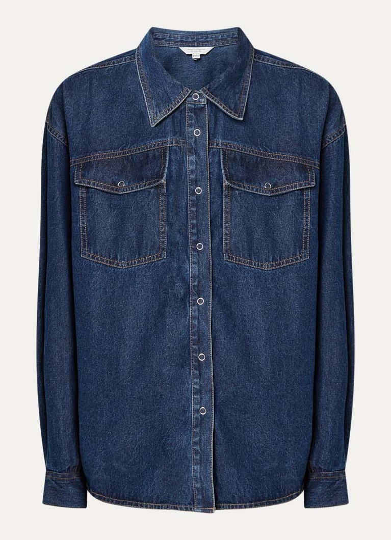 French Connection Dames Archie blouse van denim met borstzakken in de kleur Indigo