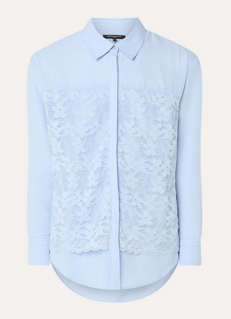 French Connection Dames Mila blouse met details van kant in de kleur Blauwgrijs