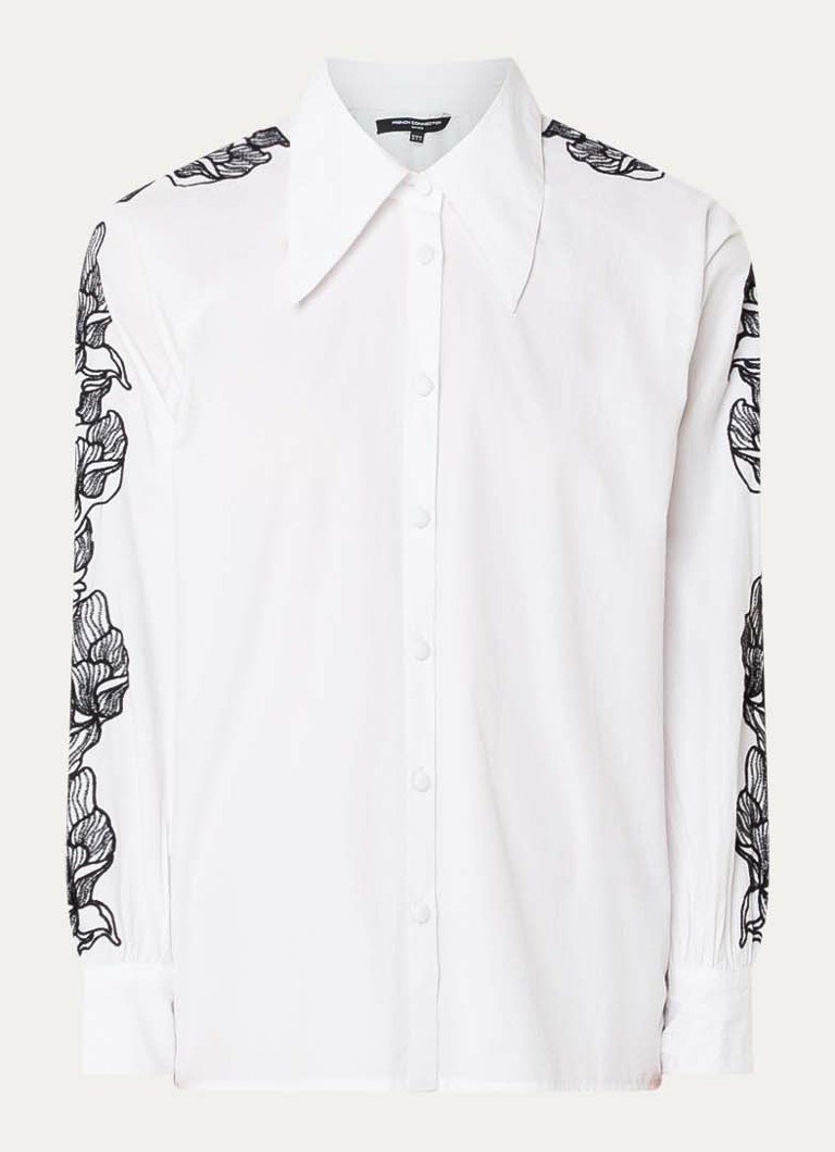 French Connection Dames Cambria blouse met bloemborduring in de kleur Wit