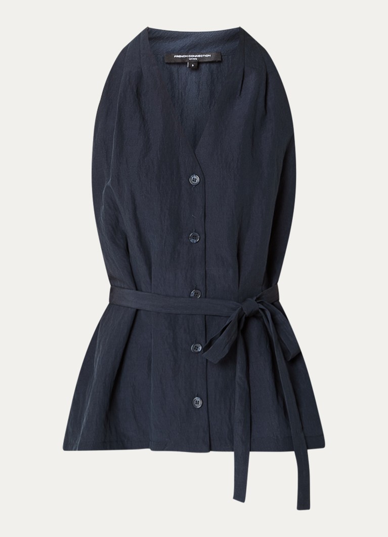 French Connection Dames Melina gilet met strikceintuur in de kleur Donkerblauw