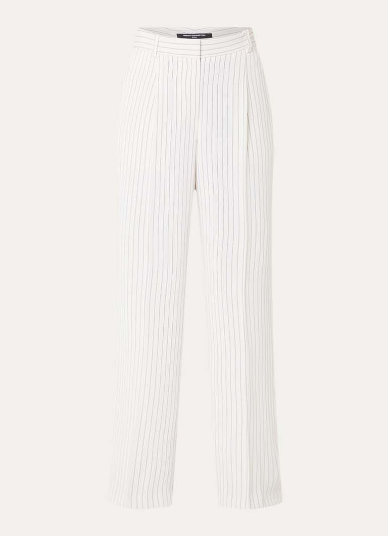 French Connection Dames Vinnie high waist loose fit pantalon met krijtstreep en steekzakken in de kleur Gebroken wit