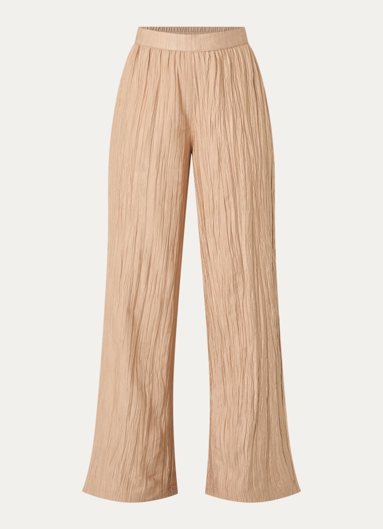 French Connection Dames Novie high waist wide fit broek met steekzakken in de kleur Donkerbeige