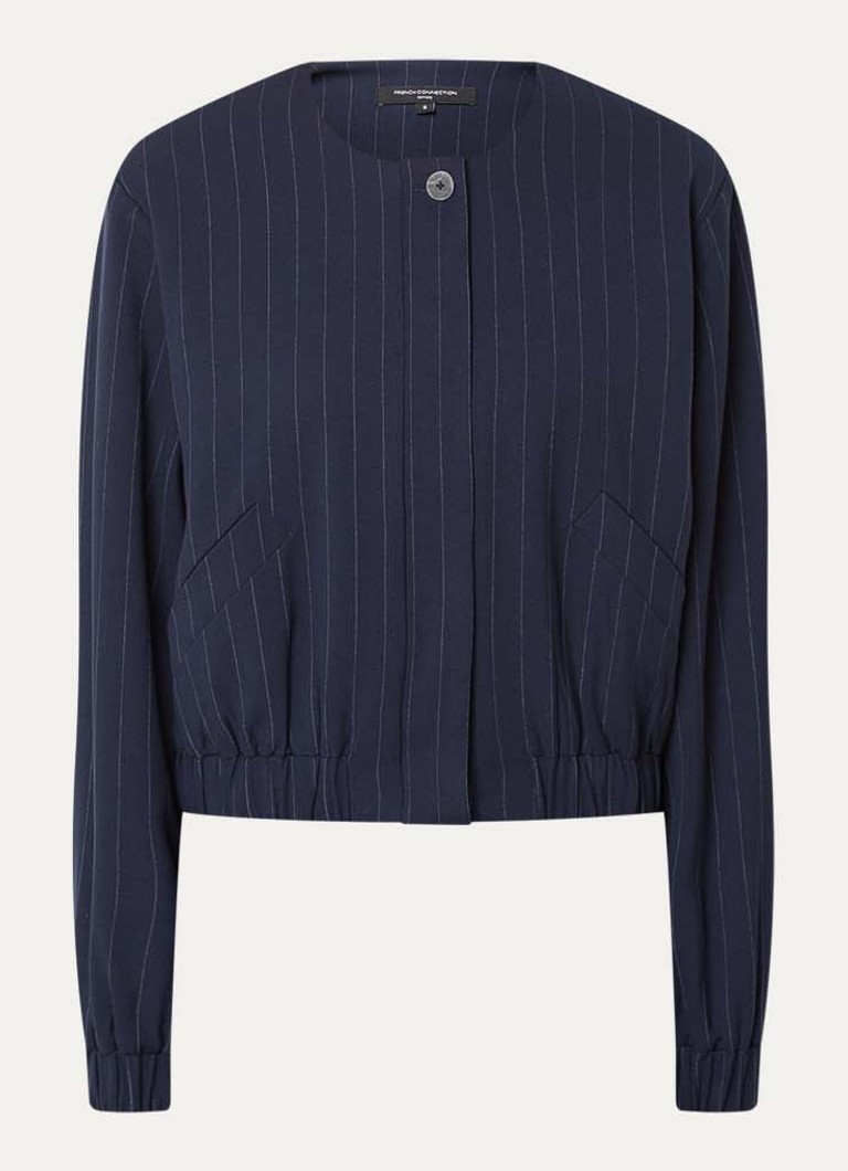 French Connection Dames Alia jack met krijstreep en steekzakken in de kleur Donkerblauw