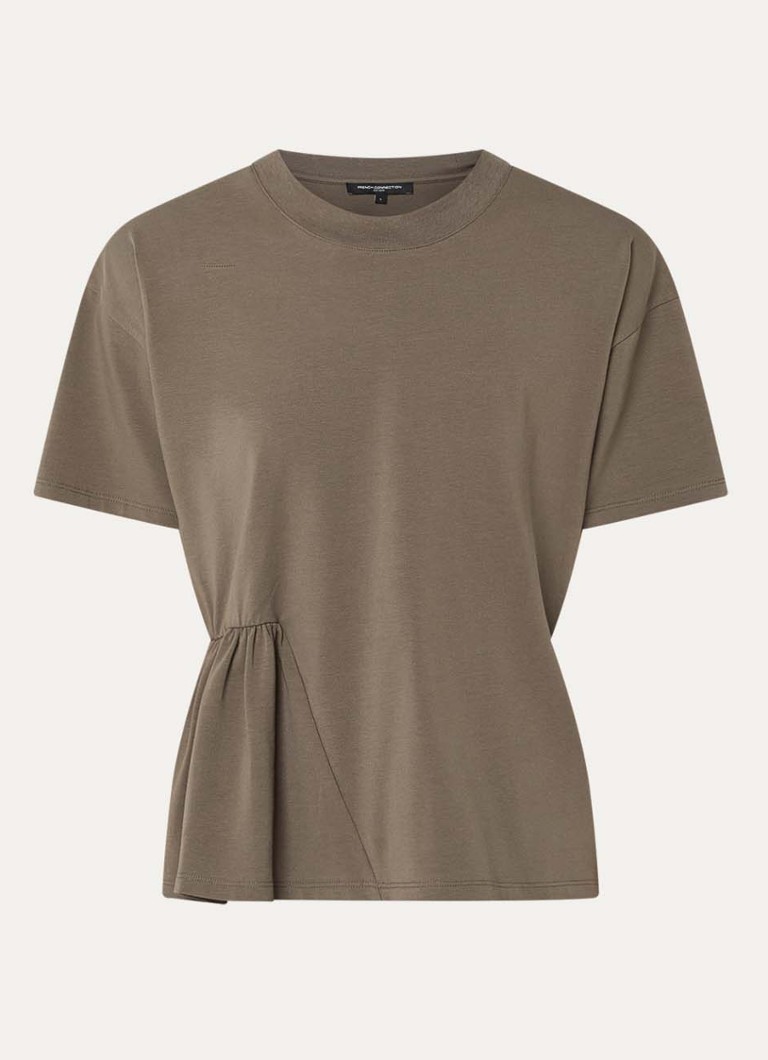 French Connection Dames Rallie T-shirt met asymmetrisch detail in de kleur Khaki