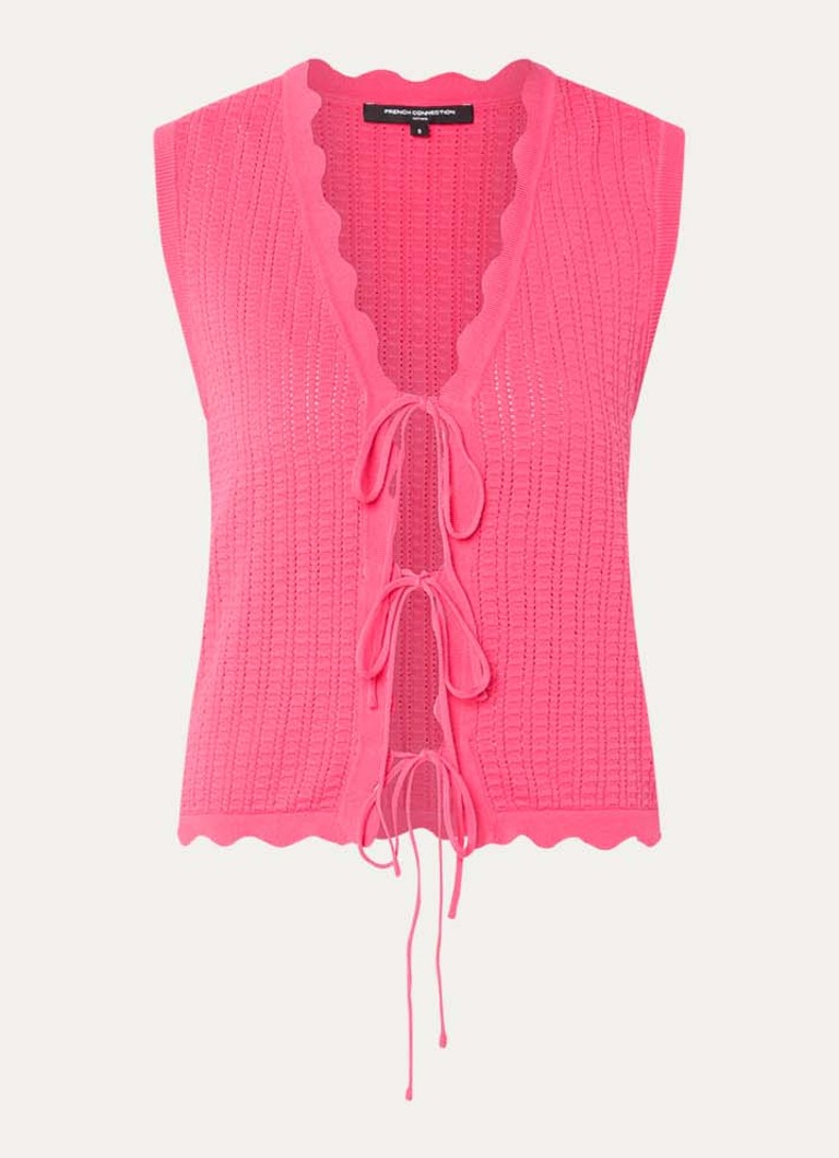 French Connection Dames Lois Mozart fijngebreid gilet met gestrikt detail in de kleur Donkerroze