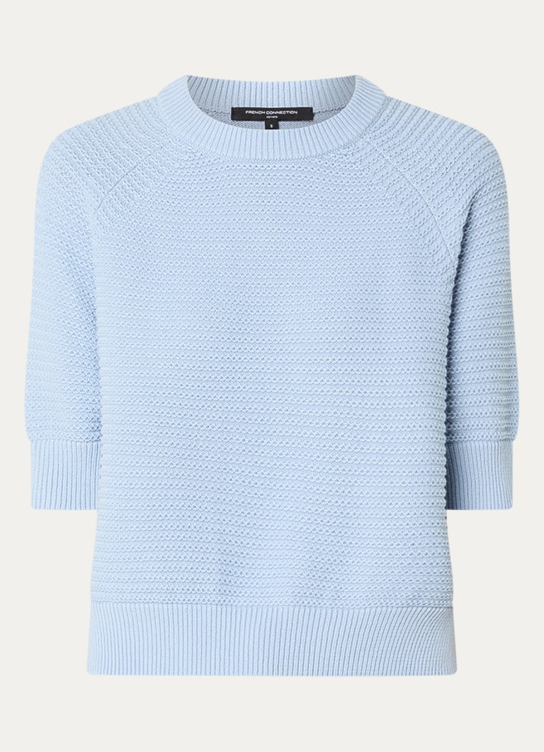 French Connection Dames Lilly Mozart grofgebreide top met structuur in de kleur Lichtblauw