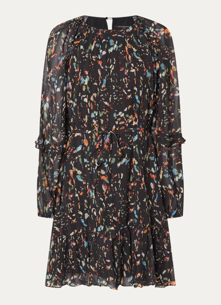French Connection Dames Kylie Claudette mini jurk met print in de kleur Zwart