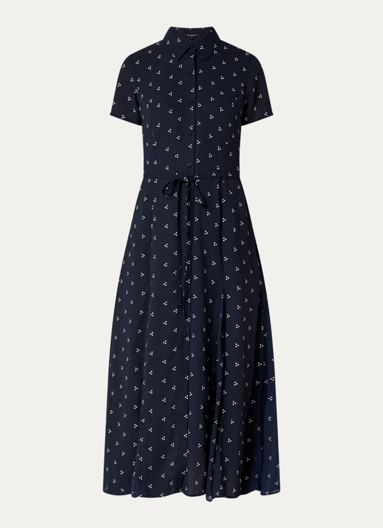 French Connection Dames Laney midi blousejurk met stippenprint in de kleur Donkerblauw