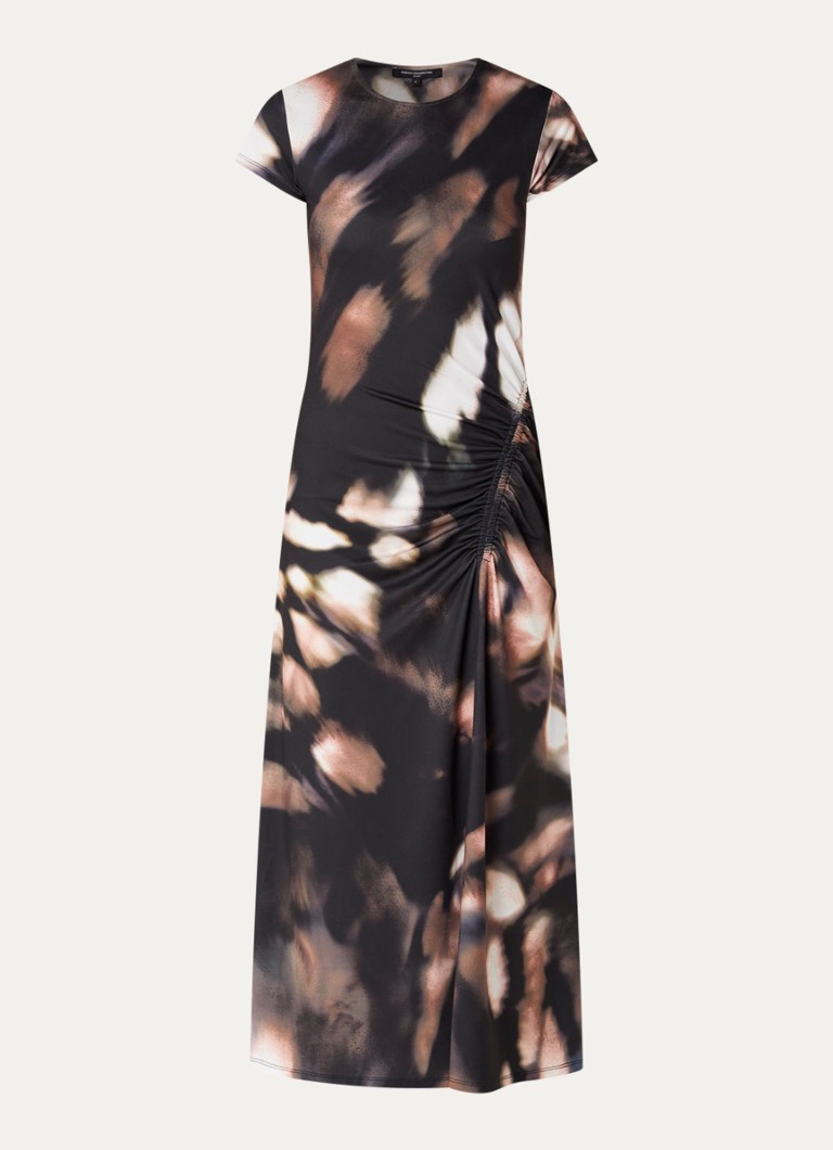 French Connection Dames Josephine Maxine midi jurk met print in de kleur Zwart