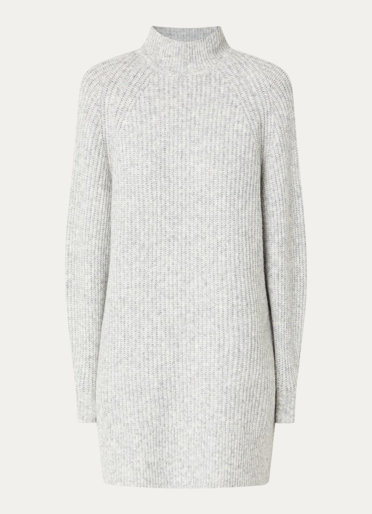 French Connection Dames Alev grofgebreide mini trui-jurk in wolblend in de kleur Grijsmele
