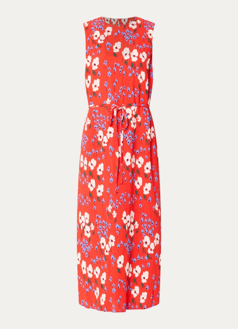 French Connection Dames Scarlett Covey midi jurk met bloemenprint en strikceintuur in de kleur Rood