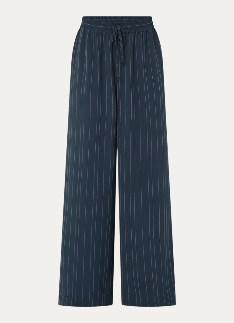 French Connection Dames Erma high waist wide fit pantalon met krijtstreep in de kleur Donkerblauw