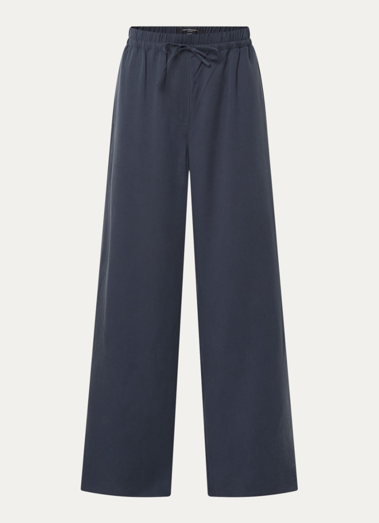 French Connection Dames Yassie high waist wide fit pantalon met trekkoord in de kleur Donkerblauw
