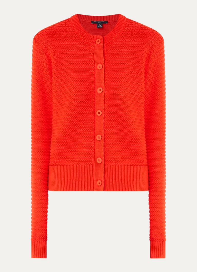 French Connection Dames Lily Mozart grofgebreid vest met structuur in de kleur Rood