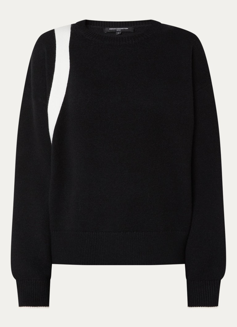 French Connection Dames Davan fijngebreide trui met strikdetail in de kleur Zwart
