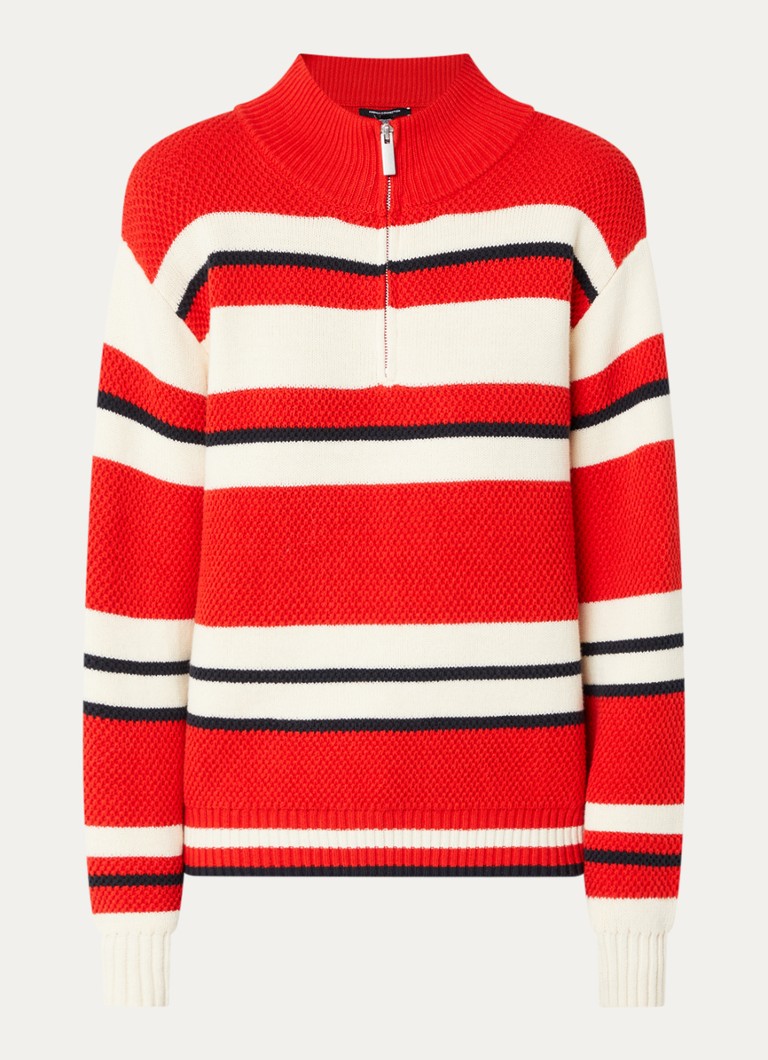 French Connection Dames Varli grofgebreide trui met streepprint in de kleur Rood