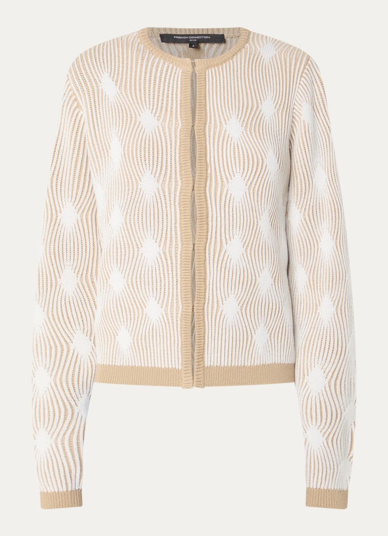 French Connection Dames Pheby grofgebreid vest met ingebreid patroon in de kleur Beige