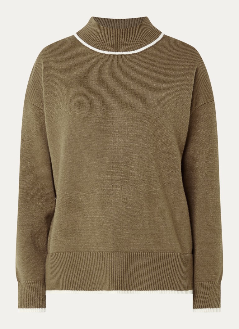 French Connection Dames Jordan fijngebreide trui met opstaande kraag in de kleur Khaki