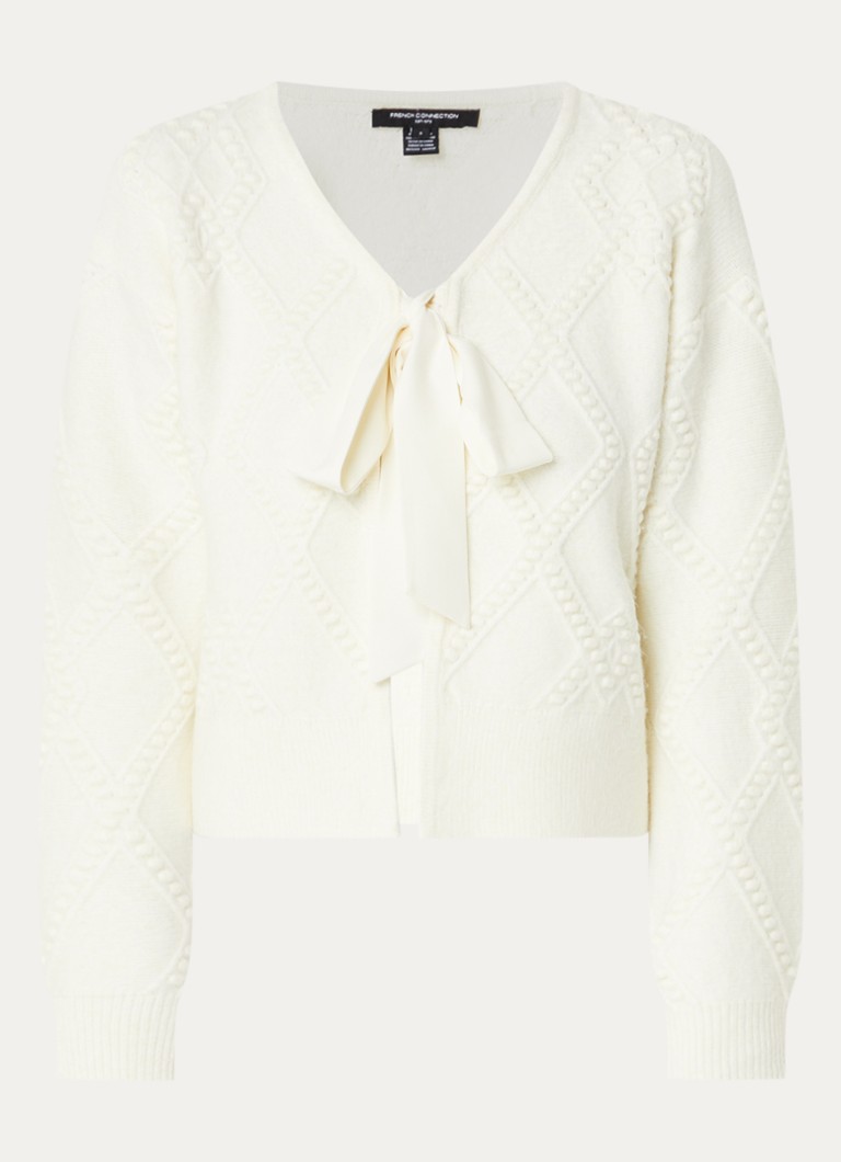 French Connection Dames Kitty grofgebreid vest met strikceintuur in de kleur Creme