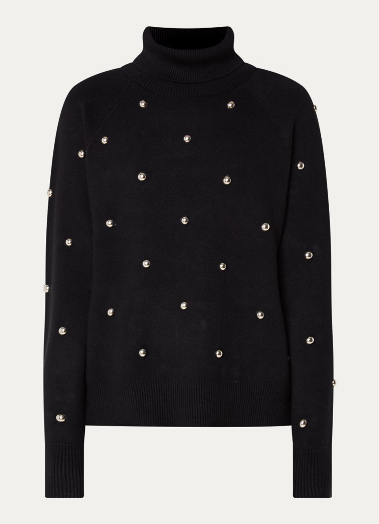 French Connection Dames Elna fijngebreide trui met studs in de kleur Zwart