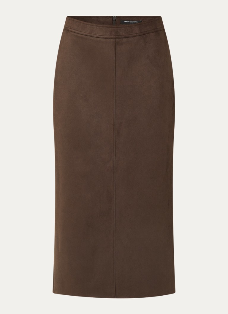 French Connection Dames Laney midi rok van suède in de kleur Bruin