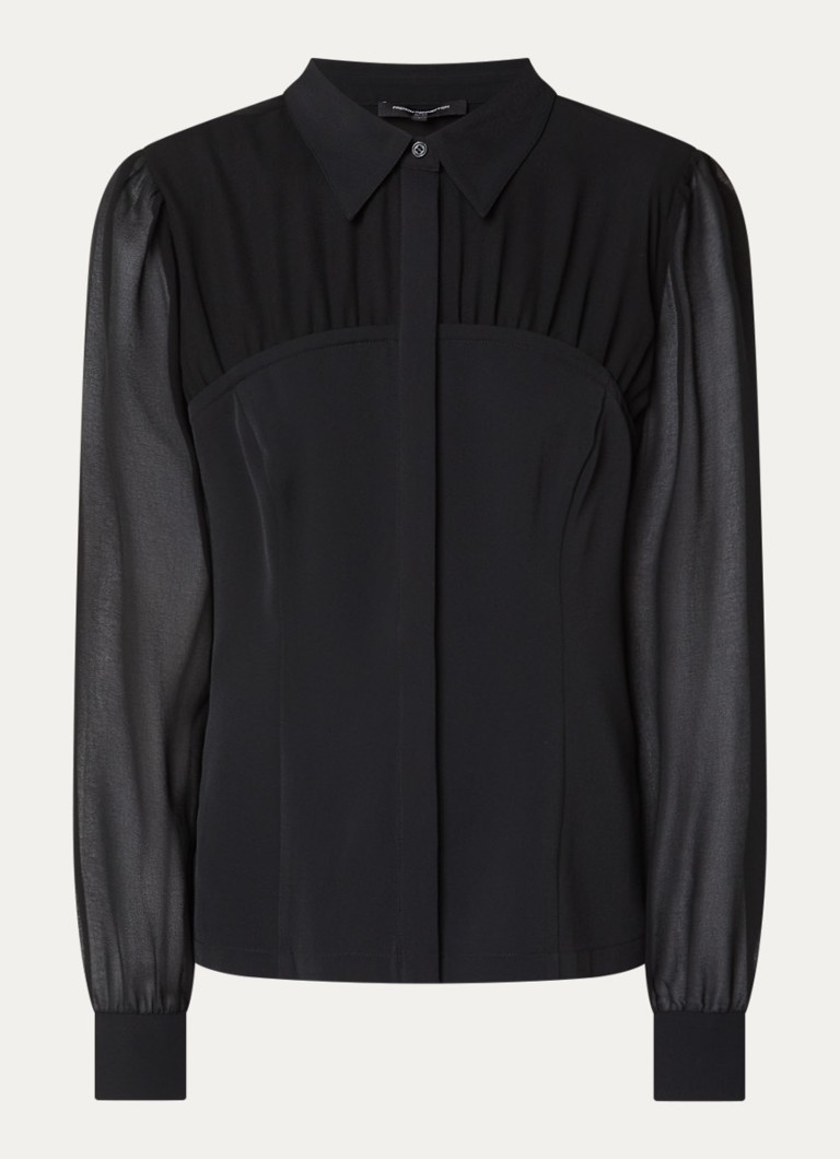 French Connection Dames Arezzo semi-transparante blouse in de kleur Zwart