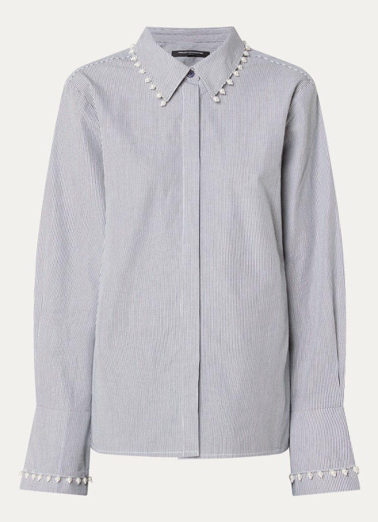 French Connection Dames Cambria blouse met streepprint in de kleur Donkerblauw
