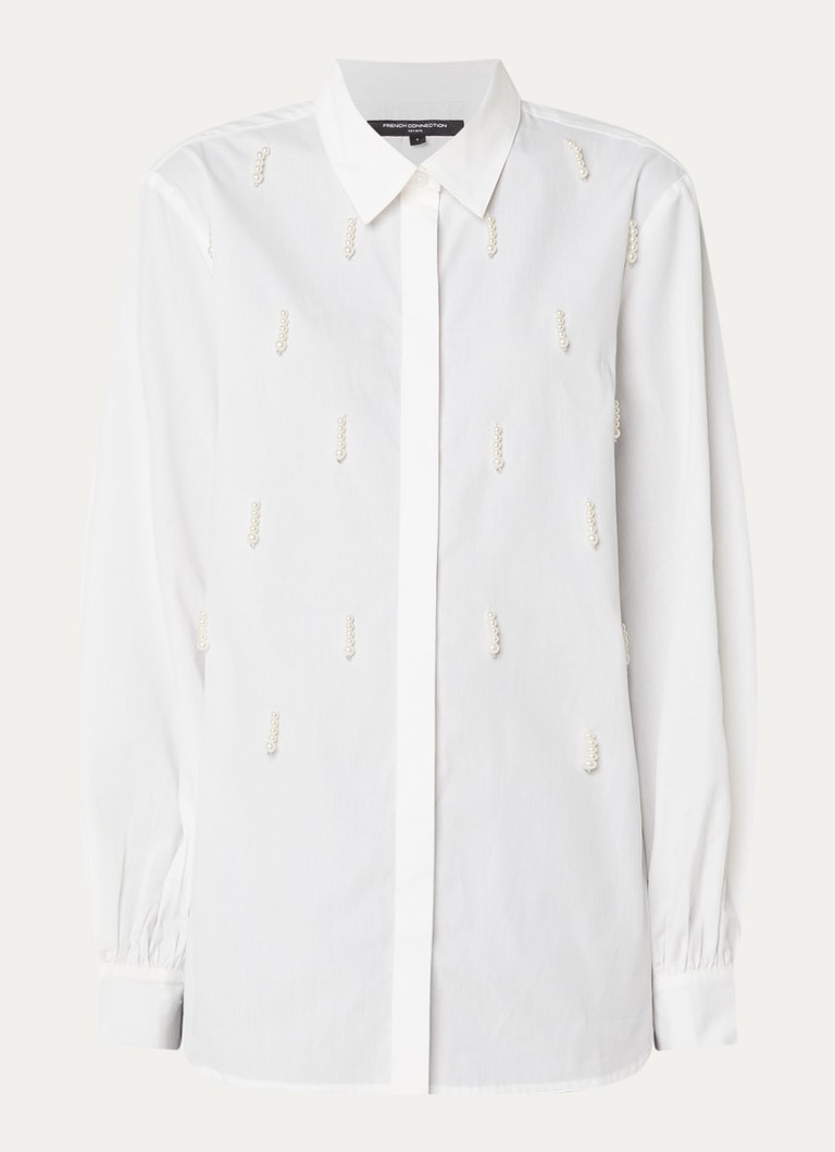 French Connection Dames Cambria blouse met imitatieparels in de kleur Wit