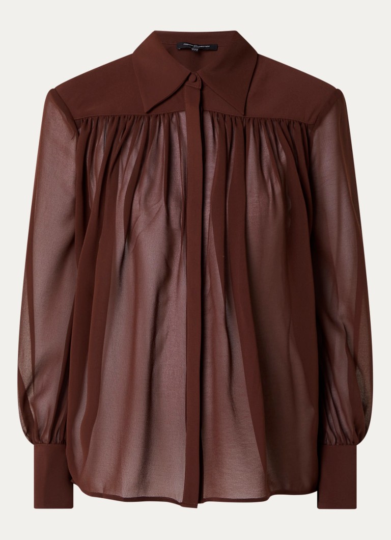 French Connection Dames Arezzo semi-transparante blouse in de kleur Bruin