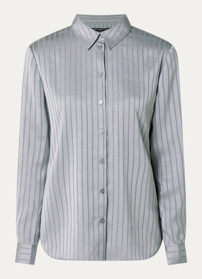 French Connection Dames Maggie blouse van satijn met streepprint in de kleur Grijs