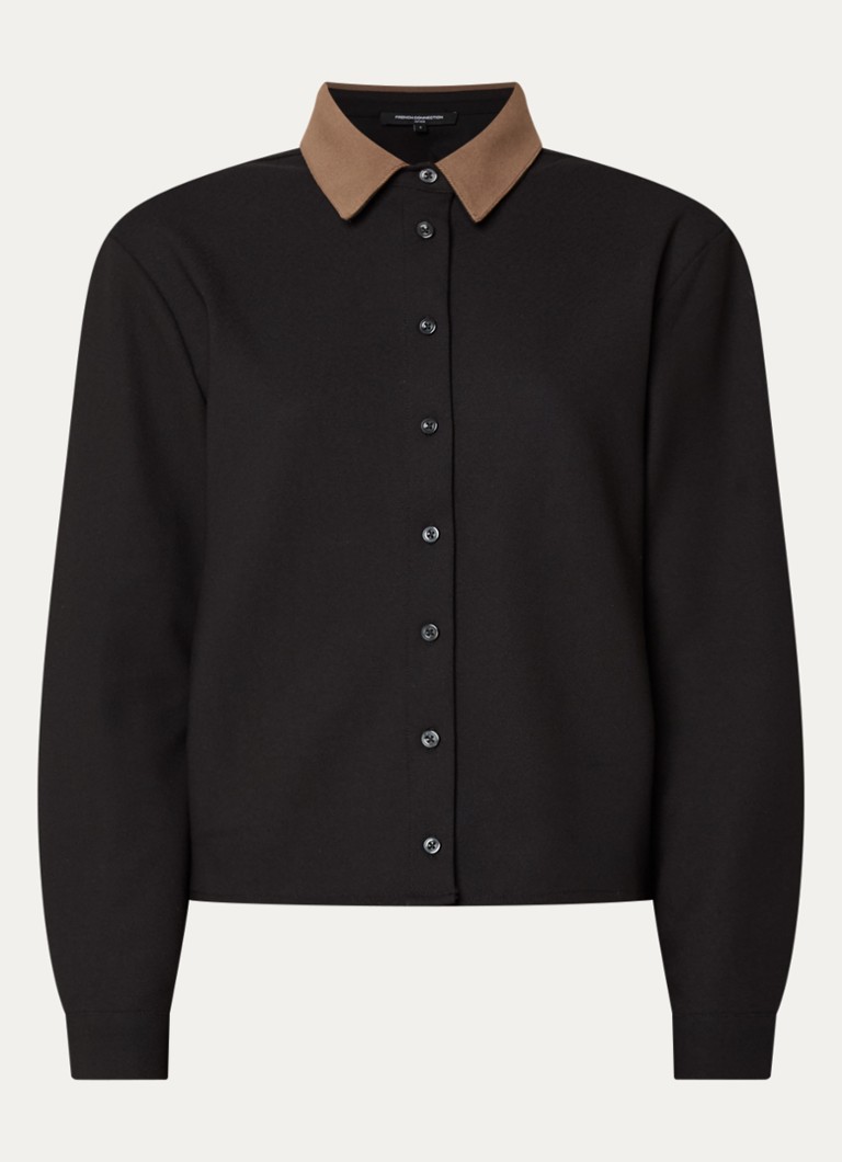 French Connection Dames Veda blouse met kraag in de kleur Zwart