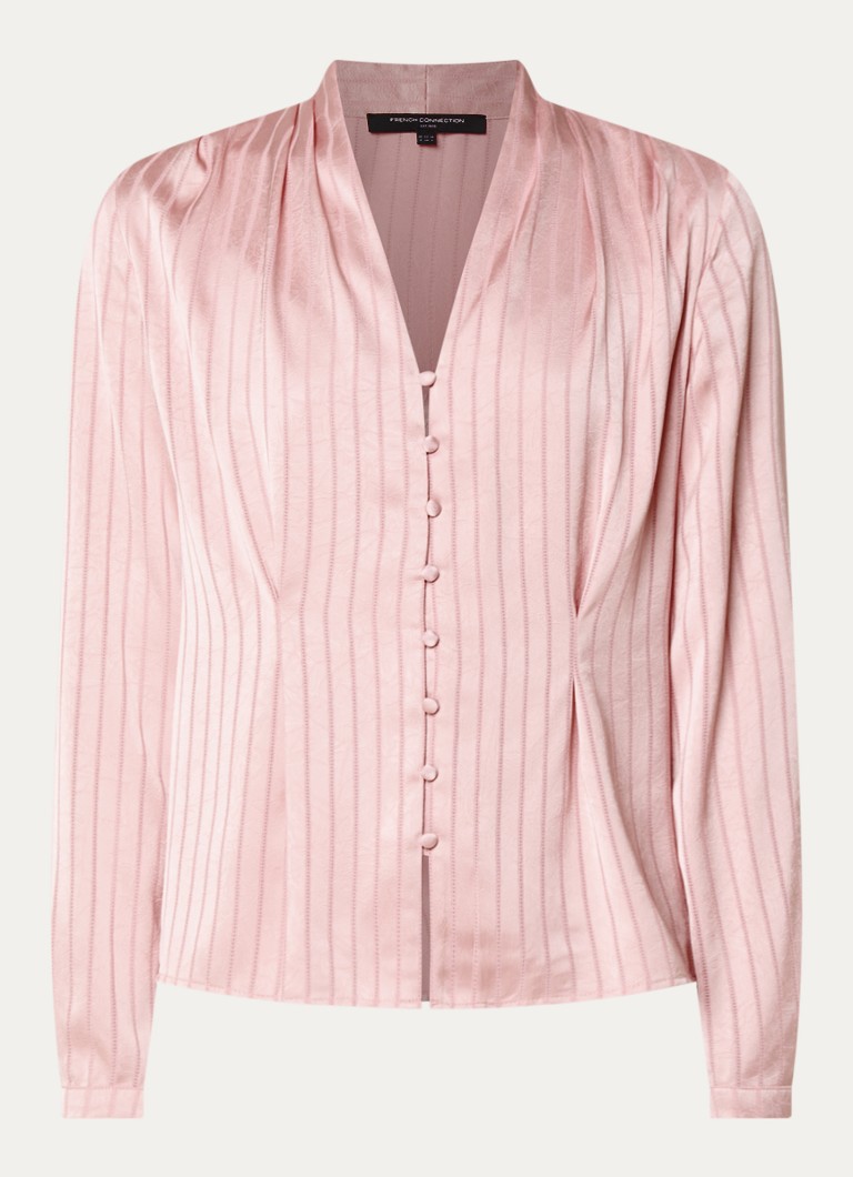French Connection Dames Maggie tuniek van satijn met streepprint in de kleur Roze