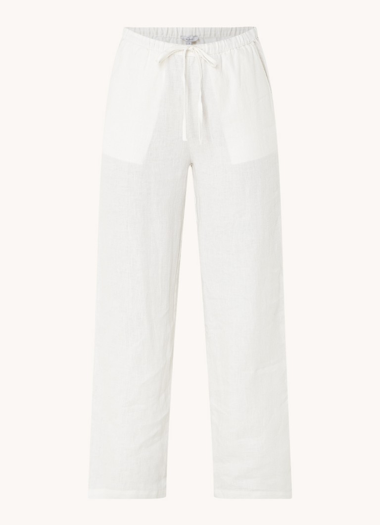 Rails Dames Emmie mid waist loose fit broek van linnen met steekzakken in de kleur Wit