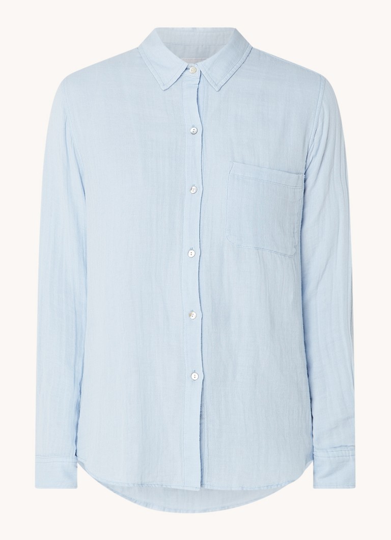 Rails Dames Ellis blouse van katoen met borstzak in de kleur Lichtblauw