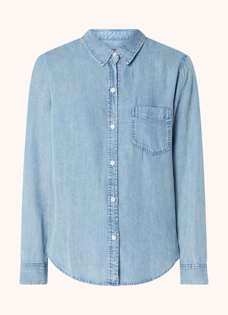 Rails Dames Ingrid blouse van chambray met borstzak in de kleur Blauw