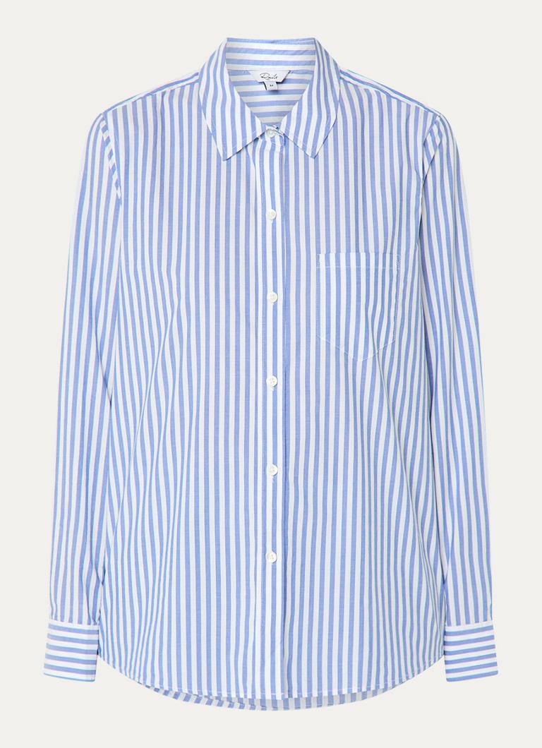 Rails Dames Stina blouse met streepprint en borstzak in de kleur Staalblauw