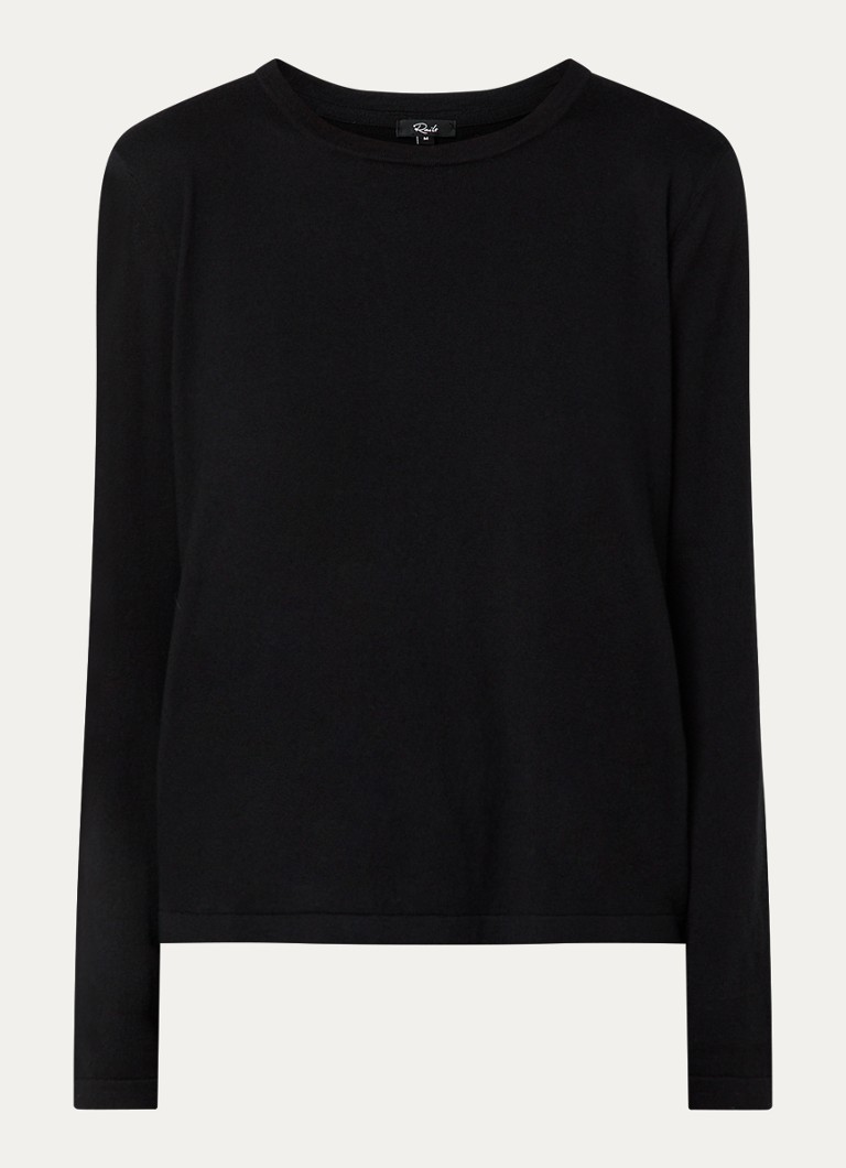 Rails Dames Longsleeve in kasjmierblend in de kleur Zwart