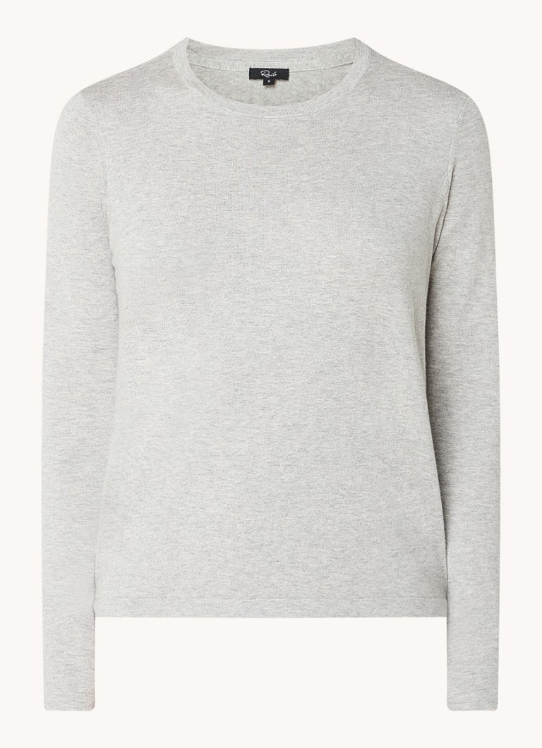 Rails Dames Longsleeve in kasjmierblend met ronde hals in de kleur Lichtgrijs