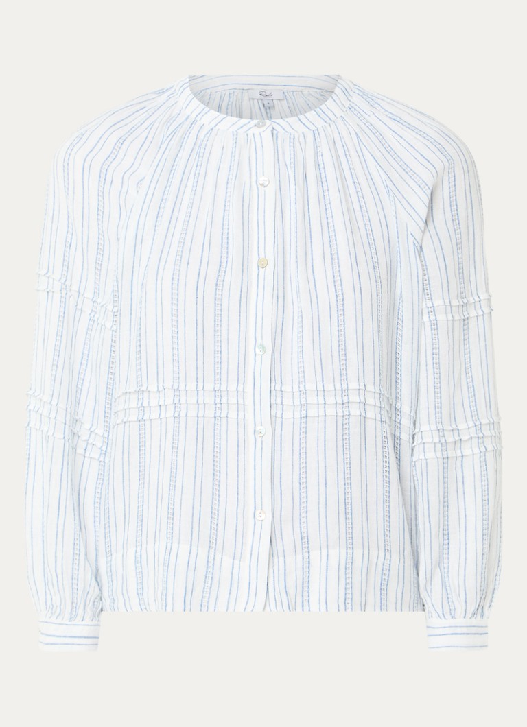 Rails Dames Frances blouse in linnenblend met streepprint in de kleur Gebroken wit