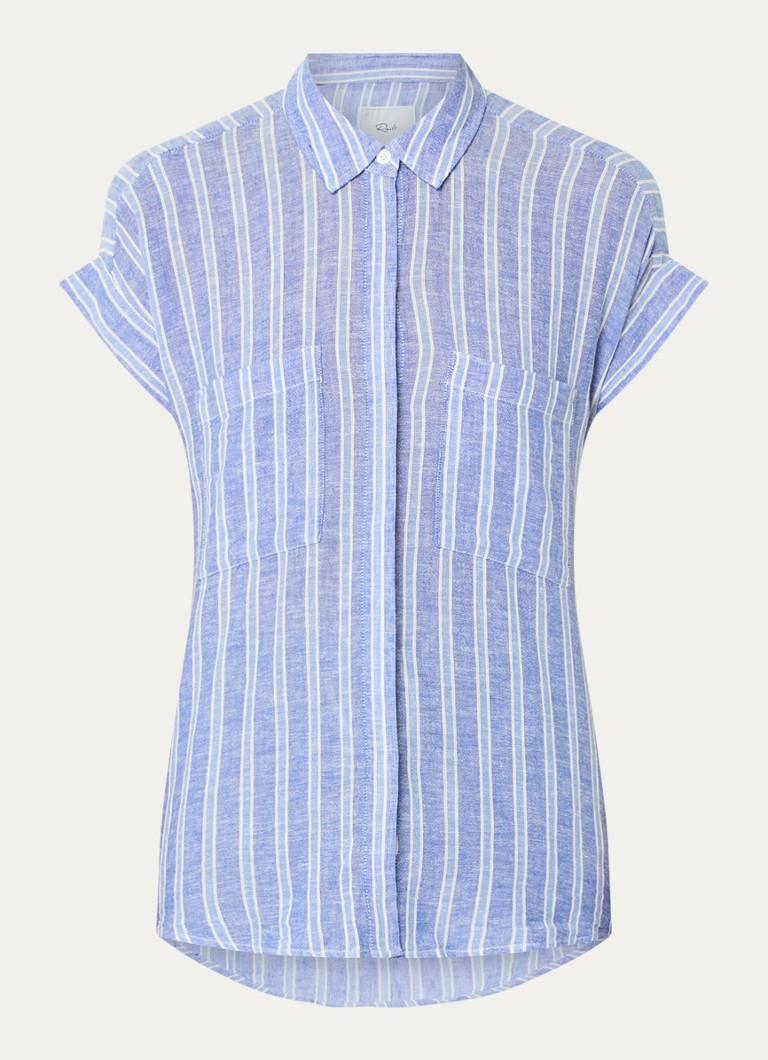 Rails Dames Cito blouse in linnenblend met streepprint in de kleur Blauw