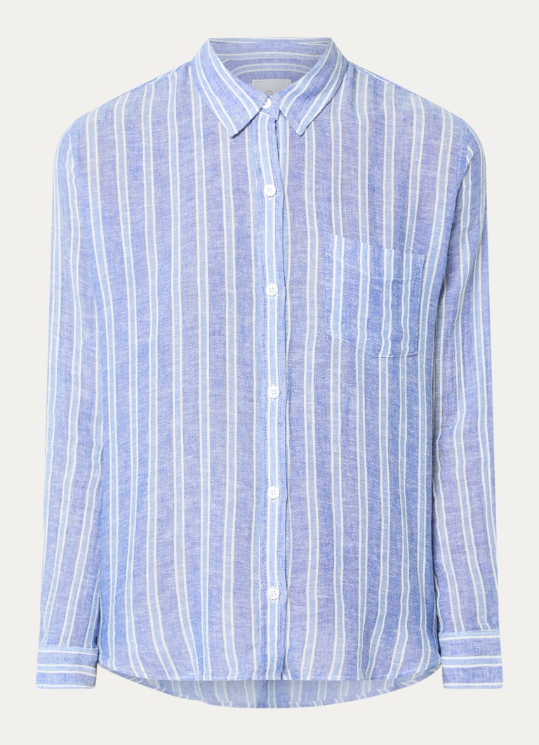 Rails Dames Charli blouse in linnenblend met streepprint in de kleur Blauw