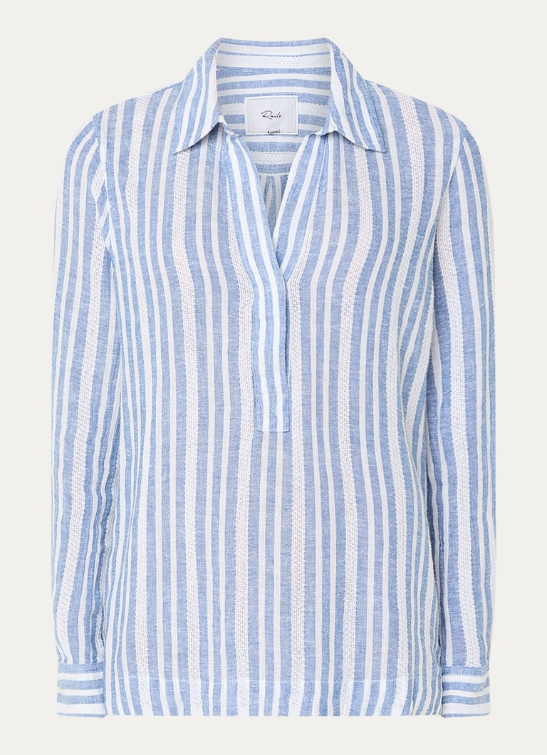 Rails Dames Lagoon tuniek in linnenblend met streepprint in de kleur Blauwgrijs