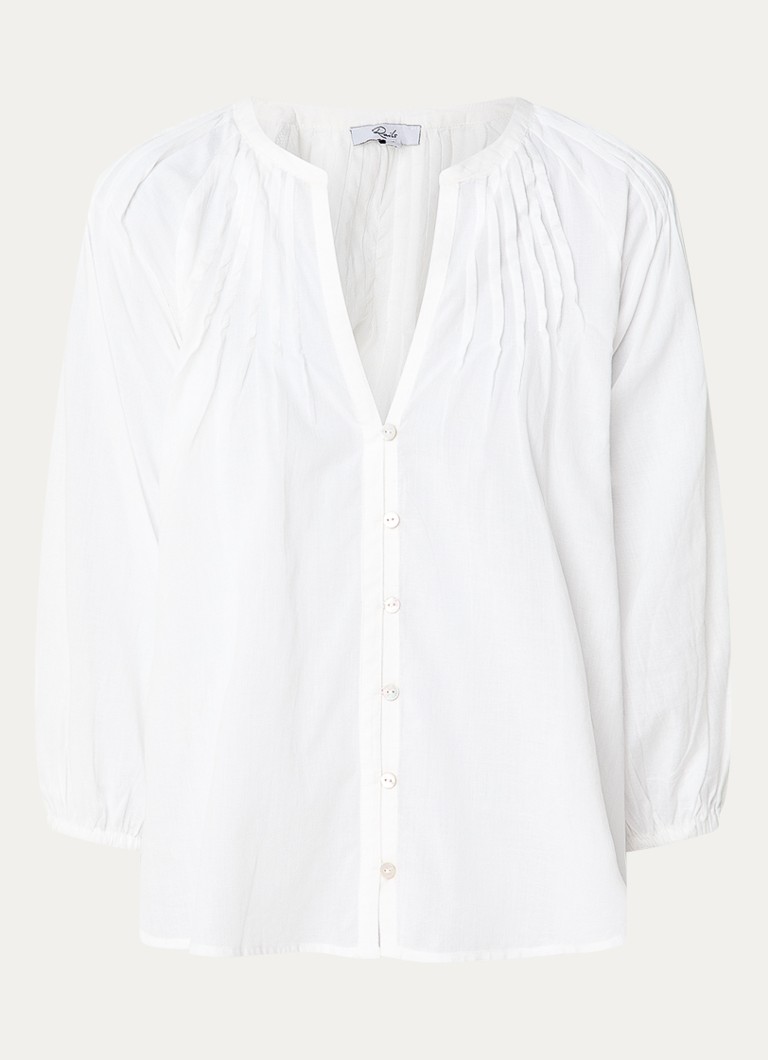 Rails Dames Cassat semi-transparante blouse met smockwerk in de kleur Wit